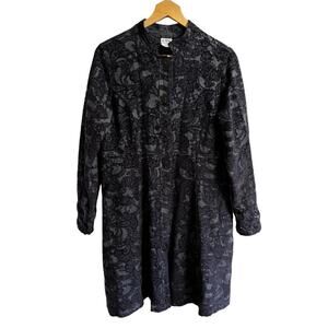 VTG CMC COLOR ME COTTON Black Tapestry Brocade Coat OR Dress SZ S